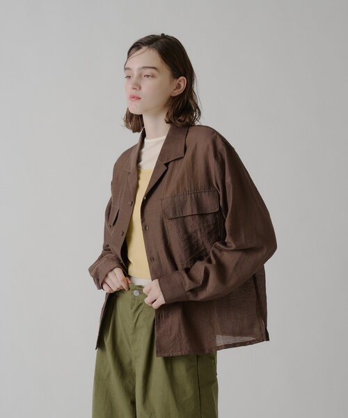 WHIMSIC(ウィムジック)の「【UNISEX】シアーオープンカラーシャツ(シャツ/ブラウス・メンズ・ピンク/オフホワイト/ブラウン・FREE)」の19枚目の写真