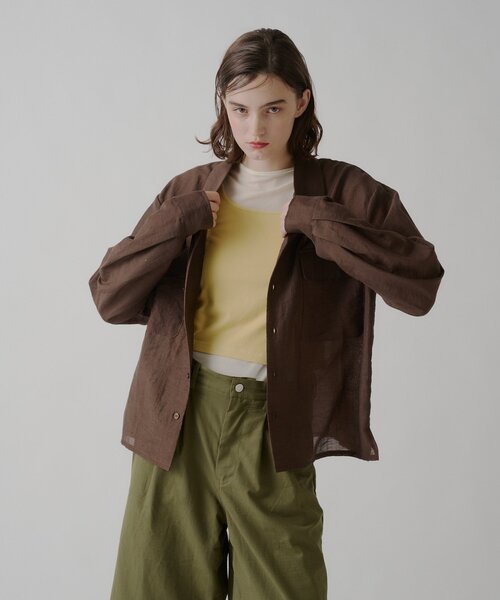 WHIMSIC(ウィムジック)の「【UNISEX】シアーオープンカラーシャツ(シャツ/ブラウス・メンズ・ピンク/オフホワイト/ブラウン・FREE)」の22枚目の写真