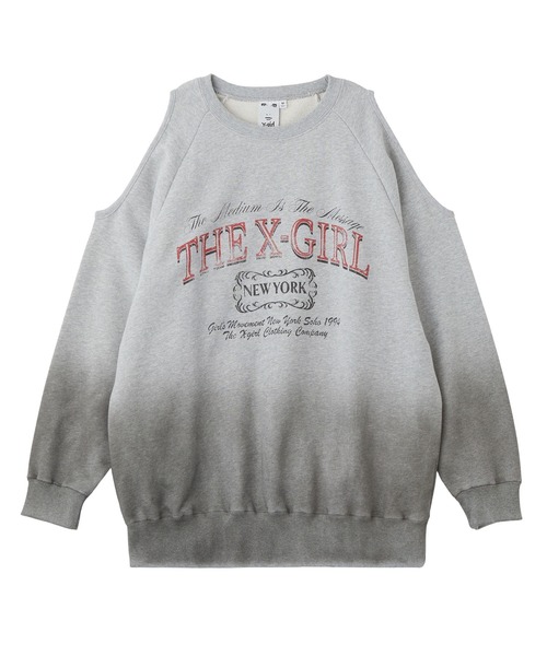 X-girl(エックスガール)の「GRADIENT SPRAY OPEN-SHOULDER SWEATSHIRT(スウェット・レディース・アッシュ/オリーブ/ブラック・S/M)」の20枚目の写真