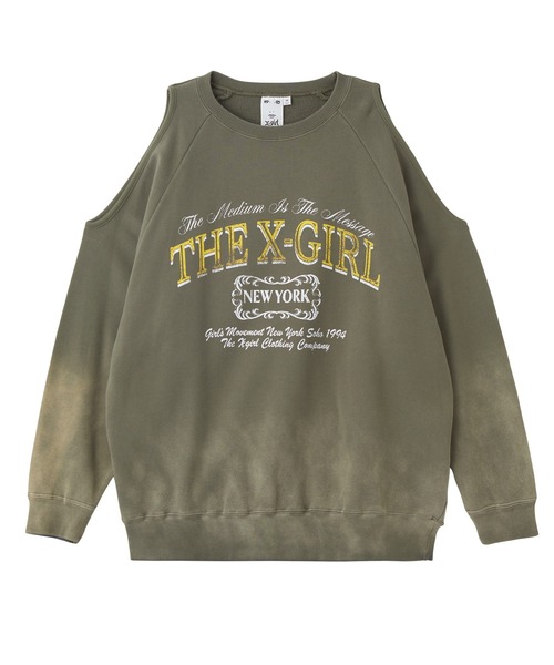 X-girl(エックスガール)の「GRADIENT SPRAY OPEN-SHOULDER SWEATSHIRT(スウェット・レディース・アッシュ/オリーブ/ブラック・S/M)」の21枚目の写真