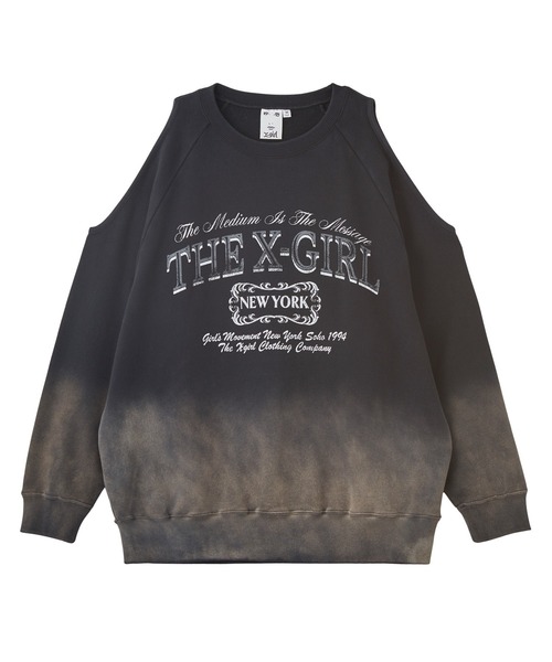 X-girl(エックスガール)の「GRADIENT SPRAY OPEN-SHOULDER SWEATSHIRT(スウェット・レディース・アッシュ/オリーブ/ブラック・S/M)」の22枚目の写真