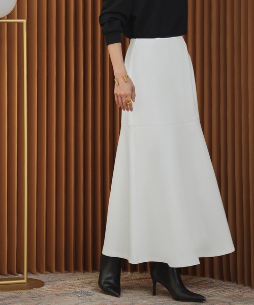 ELFRANK(エルフランク)の「【2026AW】【S~Lサイズ展開】ダンボールマーメイドフレアロングスカート 洗える(スカート・レディース・ブラック/オフホワイト・L/M/S)」の7枚目の写真