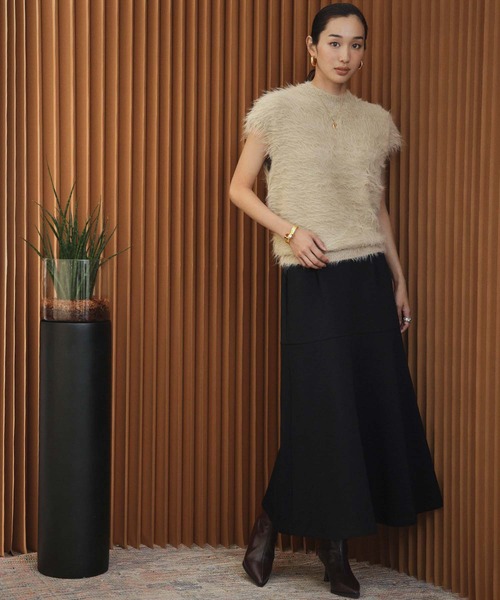 ELFRANK(エルフランク)の「【2026AW】【S~Lサイズ展開】ダンボールマーメイドフレアロングスカート 洗える(スカート・レディース・ブラック/オフホワイト・L/M/S)」の12枚目の写真