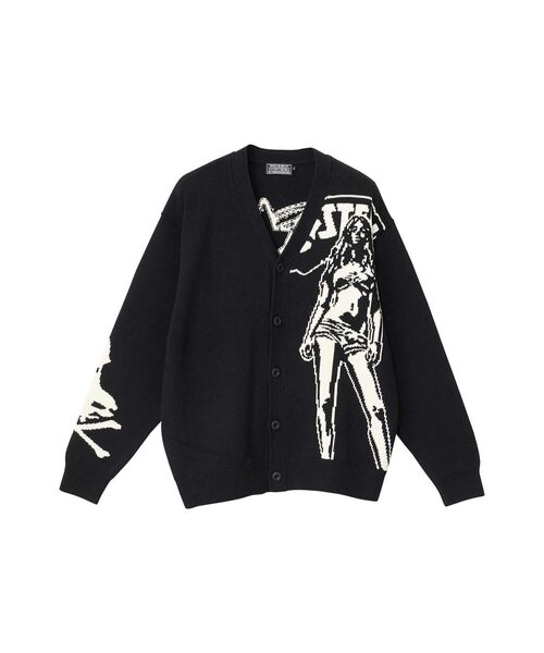 HYSTERIC GLAMOUR(ヒステリックグラマー)の「HYSTERIC WOMAN編込 カーディガン(カーディガン/ボレロ・メンズ・イエロー/トップグレー/ブラック・MEDIUM/SMALL/X-LARGE/LARGE)」の2枚目の写真