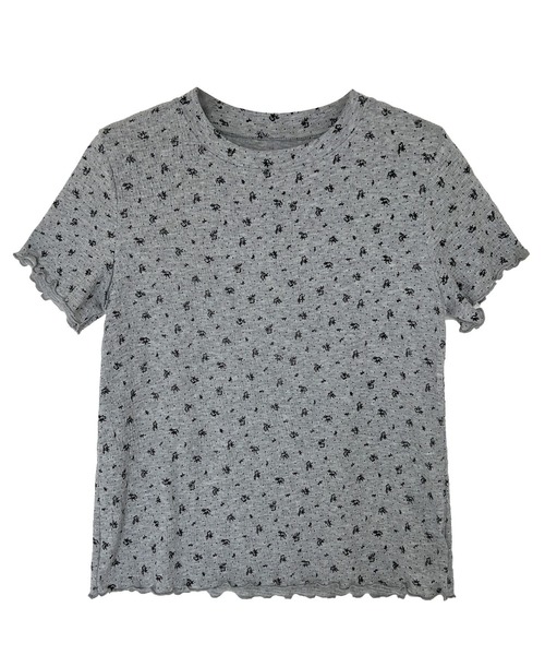Girly Doll(ガーリードール)の「フラワープリントメロウフリルTシャツ(Tシャツ/カットソー・レディース・グレー/ホワイト・FREE)」の5枚目の写真