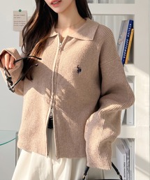 【Ada.別注 U.S. POLO ASSN.】ダブルジップ 襟付き リブ ニット