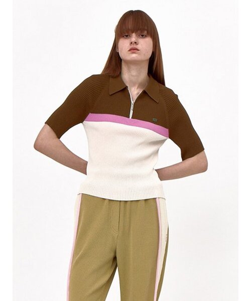Kijun(キジュン)の「Polo Zip-up Knit Brown(その他トップス・レディース・その他・SMALL)」の1枚目の写真