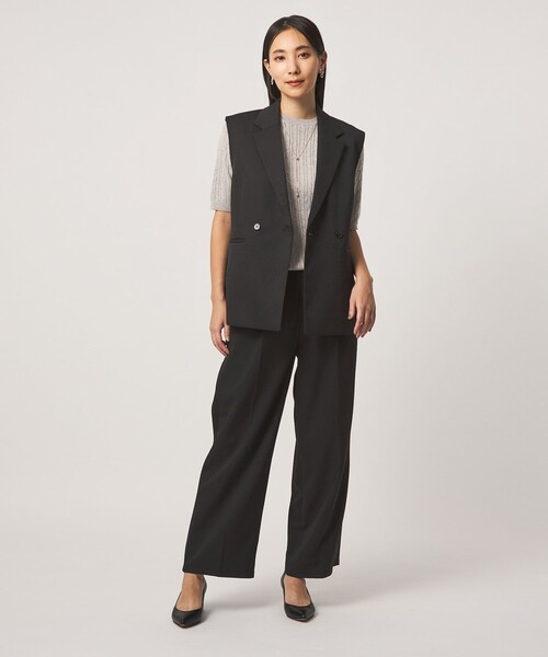 A DAY IN THE LIFE UNITED ARROWS(アデイインザライフユナイテッドアローズ)の「カルゼ テーラードベスト+ワイドパンツ ‐セットアイテム・ウォッシャブル‐<A DAY IN THE LIFE>(ワンピース・レディース・ブラック/モカ・FREE)」の1枚目の写真