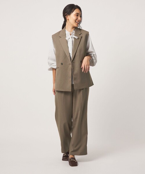 A DAY IN THE LIFE UNITED ARROWS(アデイインザライフユナイテッドアローズ)の「カルゼ テーラードベスト+ワイドパンツ ‐セットアイテム・ウォッシャブル‐<A DAY IN THE LIFE>(ワンピース・レディース・ブラック/モカ・FREE)」の2枚目の写真