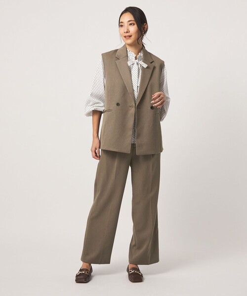 A DAY IN THE LIFE UNITED ARROWS(アデイインザライフユナイテッドアローズ)の「カルゼ テーラードベスト+ワイドパンツ ‐セットアイテム・ウォッシャブル‐<A DAY IN THE LIFE>(ワンピース・レディース・ブラック/モカ・FREE)」の15枚目の写真