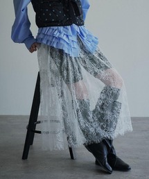 シアーレース フレア ロングスカート / Sheer Lace Flared Long Skirt
