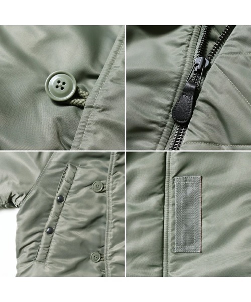HOUSTON(ヒューストン)の「HOUSTON ヒューストン HEAVY NYLON TWILL N-3B FLIGHT JACKET / ヘビーナイロン エヌスリービー フライトジャケット 中綿入り(ミリタリージャケット・メンズ・ブラック/ネイビー/セージグリーン・M/L/XL)」の8枚目の写真