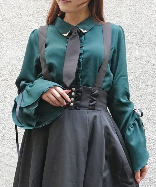 axes femme POETIQUE(アクシーズファムポエティック)の「ネクタイ付フレアスリーブBL(シャツ/ブラウス・レディース・ブラウン/ブラック/ネイビー・MEDIUM)」の2枚目の写真