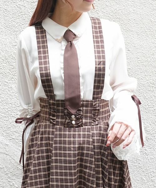 axes femme POETIQUE(アクシーズファムポエティック)の「ネクタイ付フレアスリーブBL(シャツ/ブラウス・レディース・ブラウン/ブラック/ネイビー・MEDIUM)」の9枚目の写真