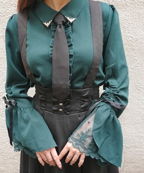 axes femme POETIQUE(アクシーズファムポエティック)の「ネクタイ付フレアスリーブBL(シャツ/ブラウス・レディース・ブラウン/ブラック/ネイビー・MEDIUM)」の7枚目の写真
