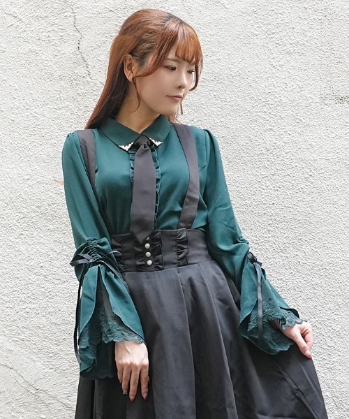 axes femme POETIQUE(アクシーズファムポエティック)の「ネクタイ付フレアスリーブBL(シャツ/ブラウス・レディース・ブラウン/ブラック/ネイビー・MEDIUM)」の12枚目の写真