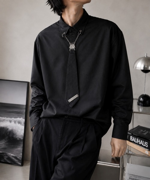 VIBGYOR（ヴィブジョー）の「【Bls】 【ZM】【Bling Leads】チェーンネクタイ付きシャツ(BL)（シャツ/ブラウス・メンズ・ブラック/ホワイト・FREE）」の7枚目の写真