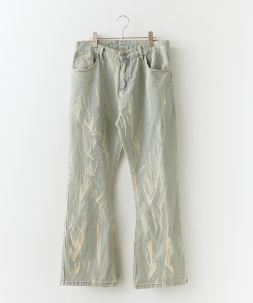 Chick(チック)の「Washed Flared Denim Pants / ウォッシュ加工 フレアデニムパンツ ブリーチ加工 メンズ 夏物 夏服(デニムパンツ・メンズ・イエロー・M)」の1枚目の写真