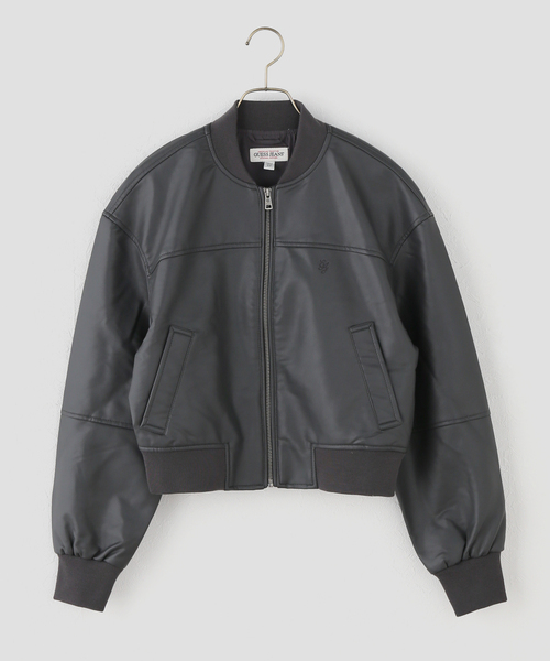GUESS JEANS(ゲスジーンズ)の「GUESS JEANS / ゲス ジーンズ CROPPED BOMBER(MA-1・レディース・ブラック/チャコールグレー・SMALL)」の2枚目の写真
