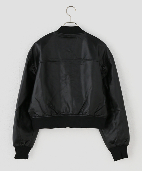 GUESS JEANS(ゲスジーンズ)の「GUESS JEANS / ゲス ジーンズ CROPPED BOMBER(MA-1・レディース・ブラック/チャコールグレー・SMALL)」の3枚目の写真