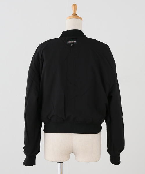 GUESS JEANS(ゲスジーンズ)の「GUESS JEANS / ゲス ジーンズ CROPPED BOMBER(MA-1・レディース・ブラック/チャコールグレー・SMALL)」の9枚目の写真