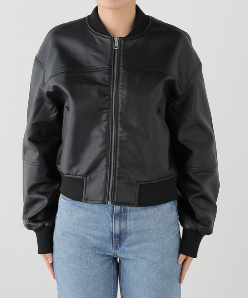 GUESS JEANS(ゲスジーンズ)の「GUESS JEANS / ゲス ジーンズ CROPPED BOMBER(MA-1・レディース・ブラック/チャコールグレー・SMALL)」の14枚目の写真