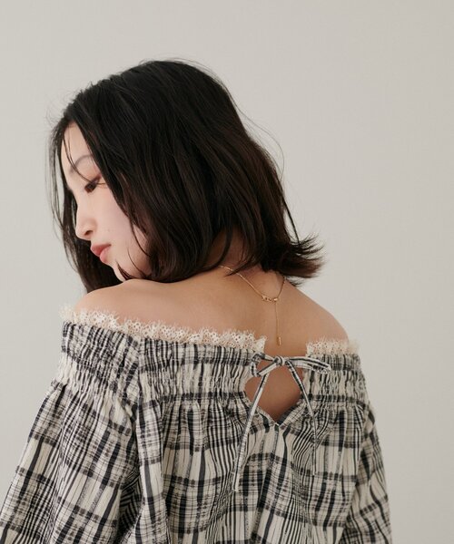 DISCOAT(ディスコート)の「【前後2WAY】オフショル衿レースチェックブラウス(シャツ/ブラウス・レディース・ブラウン/オレンジ系その他/アイボリー・FREE)」の19枚目の写真