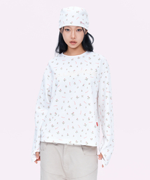 (DUC) Applique Logo Waffle Long Sleeve Flower