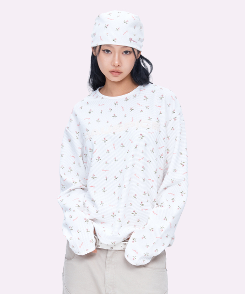 DAUSPICE(ディーオスピス)の「(DUC) Applique Logo Waffle Long Sleeve Flower(Tシャツ/カットソー・レディース・アイボリー・ONE SIZE)」の4枚目の写真