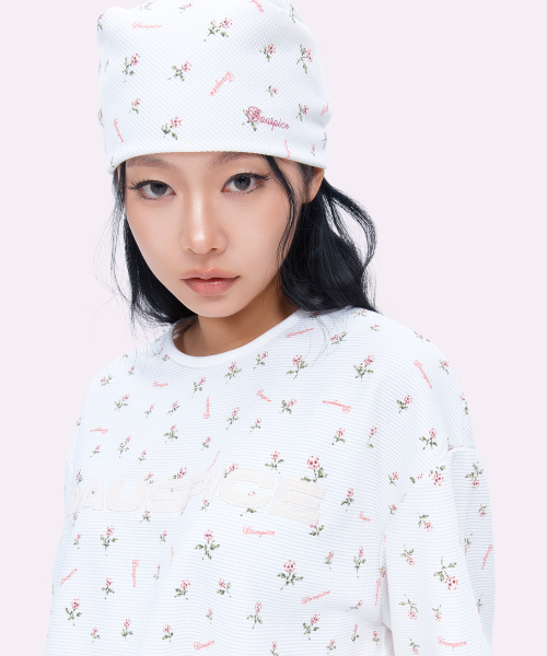 DAUSPICE(ディーオスピス)の「(DUC) Applique Logo Waffle Long Sleeve Flower(Tシャツ/カットソー・レディース・アイボリー・ONE SIZE)」の5枚目の写真
