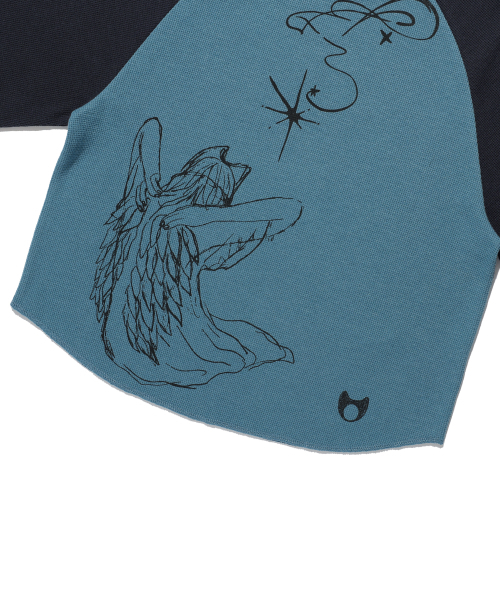 NICE GHOST CLUB(ナイスゴーストクラブ)の「CAT ANGEL ワッフルラグラン 長袖Tシャツ ネイビー(NG2GFFT555A)(Tシャツ/カットソー・レディース・ネイビー・SMALL/MEDIUM)」の5枚目の写真