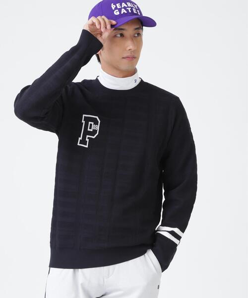 PEARLY GATES(パーリーゲイツ)の「14G地柄ジャガードクルーネックニットプルオーバー (MENS)(ニット/セーター・メンズ・ホワイト/ネイビー/オレンジ・MEDIUM/LARGE/X-LARGE/XX-LARGE)」の2枚目の写真