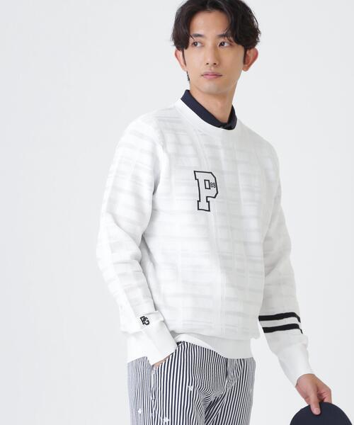 PEARLY GATES(パーリーゲイツ)の「14G地柄ジャガードクルーネックニットプルオーバー (MENS)(ニット/セーター・メンズ・ホワイト/ネイビー/オレンジ・MEDIUM/LARGE/X-LARGE/XX-LARGE)」の1枚目の写真