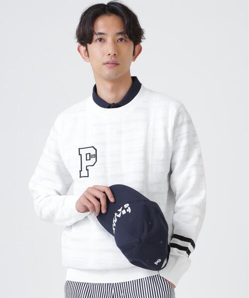 PEARLY GATES(パーリーゲイツ)の「14G地柄ジャガードクルーネックニットプルオーバー (MENS)(ニット/セーター・メンズ・ホワイト/ネイビー/オレンジ・MEDIUM/LARGE/X-LARGE/XX-LARGE)」の4枚目の写真