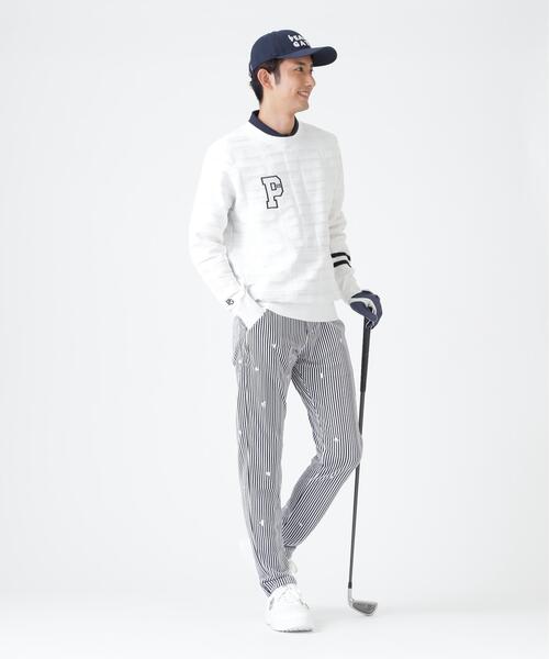 PEARLY GATES(パーリーゲイツ)の「14G地柄ジャガードクルーネックニットプルオーバー (MENS)(ニット/セーター・メンズ・ホワイト/ネイビー/オレンジ・MEDIUM/LARGE/X-LARGE/XX-LARGE)」の8枚目の写真