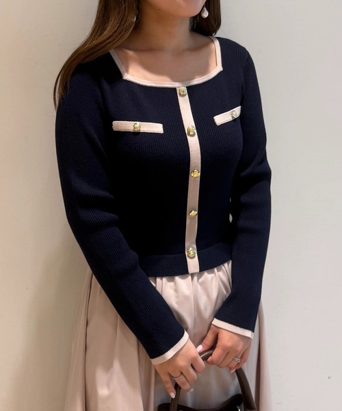 JUSGLITTY(ジャスグリッティー)の「配色スクエアドッキングワンピース(ワンピース・レディース・ホワイト/ネイビー・2/1)」の13枚目の写真