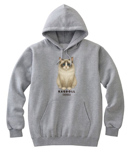 Moftique(モフティック)の「Moftique(モフティック) プルパーカー スウェット 裏毛 ラグドール キャット ペット アニマル プリント トップス メンズ ユニセックス(パーカー・メンズ・ホワイト/ブラック/ヘザーグレー・XL/L/M)」の3枚目の写真