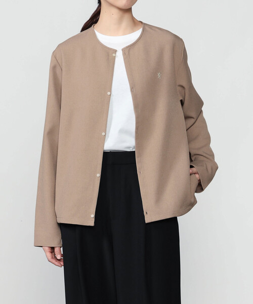 GYMPHLEX(ジムフレックス)の「Gymphlex | ウールライク カーディガンシャツ WOMEN(シャツ/ブラウス・レディース・チャコール/ベージュ・14)」の12枚目の写真