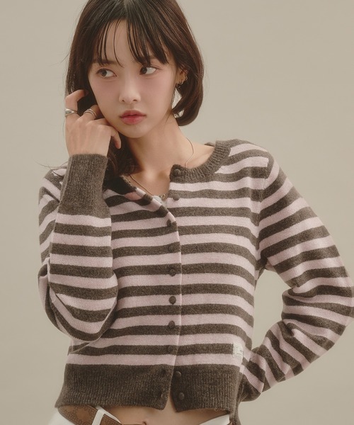 apres jour mignon（アプレジュールミニョン）の「ボーダーラメカーディガン（カーディガン/ボレロ・レディース・ピンク/ブルー/ボルドー・LARGE/フリー）」の7枚目の写真