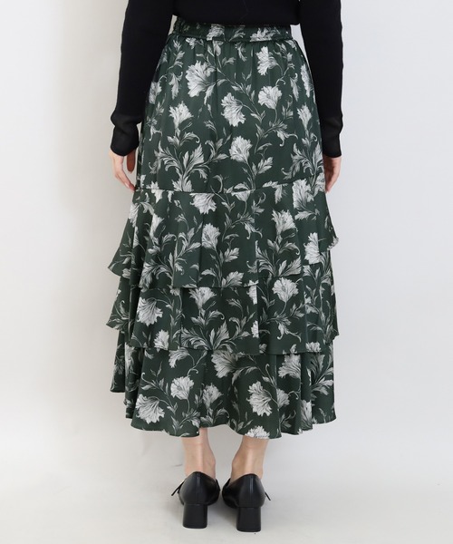 ASTORIA ODIER(アストリアオディール)の「花柄・ドット柄アシメティアードスカート(スカート・レディース・ダークグリーン/ブラウン/モカ/アイボリー・MEDIUM)」の19枚目の写真