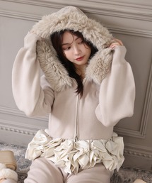 【Seemi.】フェイクファーペプラムニット【セットアップ可能/パンツ別売り】