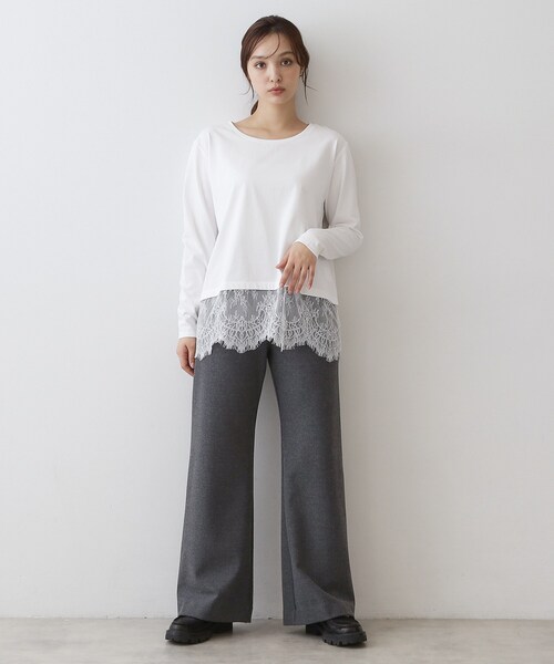 DRESSTERIOR（ドレステリア）の「レースヘム ロングスリーブプルオーバー（Tシャツ/カットソー・レディース・ブラック/オフホワイト・36/38）」の6枚目の写真