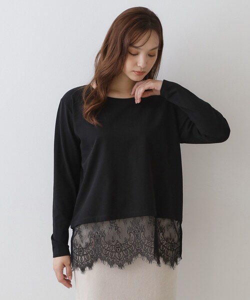 DRESSTERIOR（ドレステリア）の「レースヘム ロングスリーブプルオーバー（Tシャツ/カットソー・レディース・ブラック/オフホワイト・36/38）」の8枚目の写真