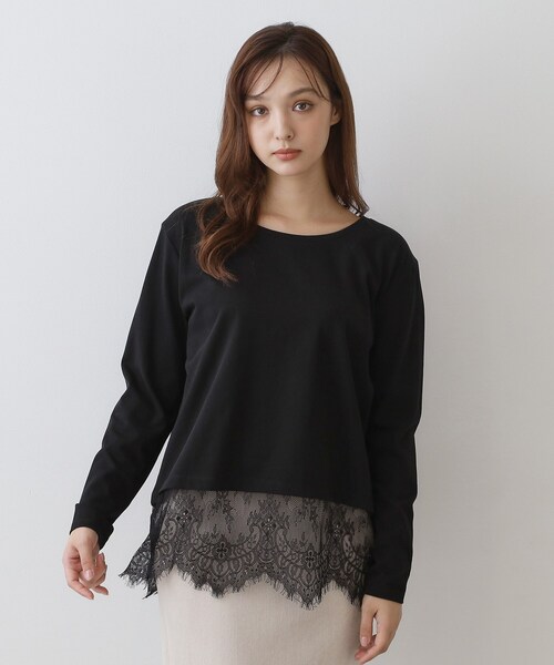 DRESSTERIOR（ドレステリア）の「レースヘム ロングスリーブプルオーバー（Tシャツ/カットソー・レディース・ブラック/オフホワイト・36/38）」の9枚目の写真