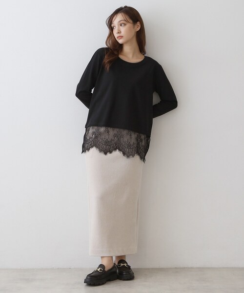 DRESSTERIOR（ドレステリア）の「レースヘム ロングスリーブプルオーバー（Tシャツ/カットソー・レディース・ブラック/オフホワイト・36/38）」の10枚目の写真