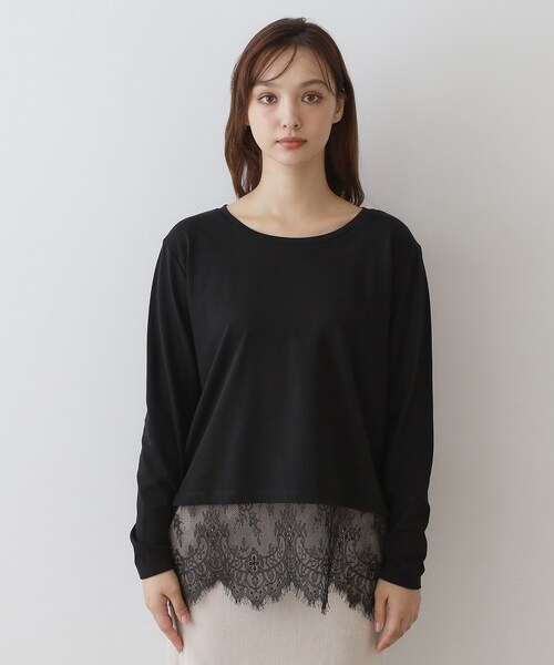 DRESSTERIOR（ドレステリア）の「レースヘム ロングスリーブプルオーバー（Tシャツ/カットソー・レディース・ブラック/オフホワイト・36/38）」の12枚目の写真