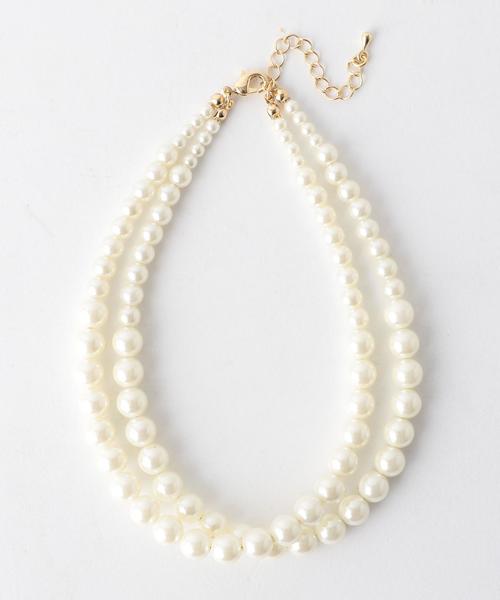 Another Edition（アナザーエディション）の「2連チョーカー/AEMFC 2ﾚﾝ RND ﾁｮｰｶｰ（チョーカー・レディース・シルバー/ナチュラル・FREE）」の2枚目の写真