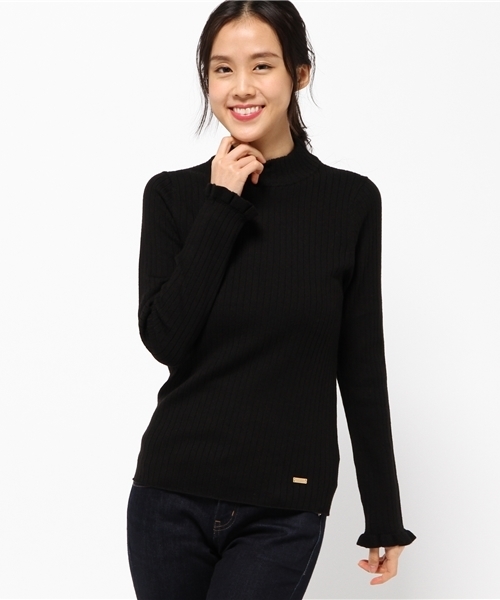 BLUE LABEL CRESTBRIDGE（ブルーレーベルクレストブリッジ）の「ワイドリブ　タートルネックニット（ニット/セーター・レディース・ブラック/ベージュ/オフホワイト/グレー・38）」の2枚目の写真