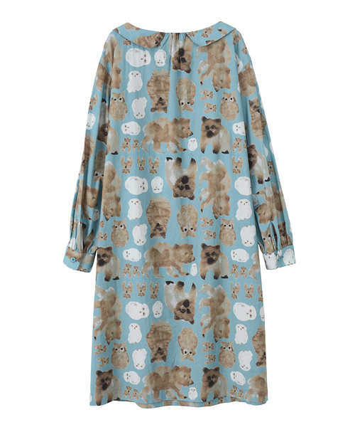 Ne-net（ネネット）の「S どうぶついっぱいプリント（ワンピース・レディース・グリーン/ブルー/ベージュ・02）」の8枚目の写真