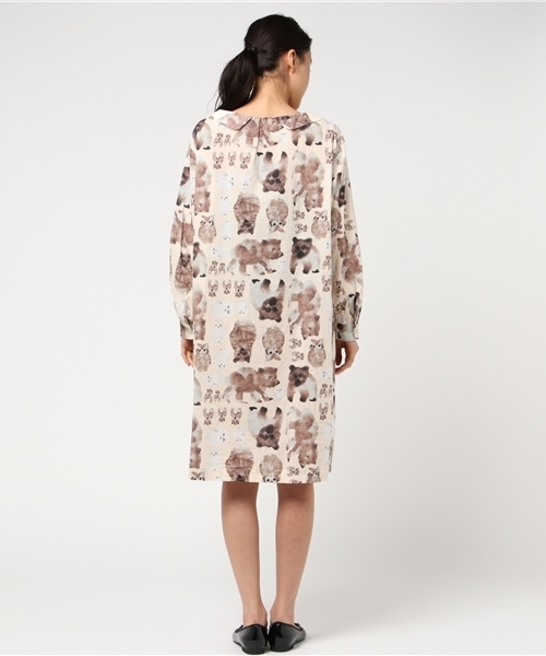 Ne-net（ネネット）の「S どうぶついっぱいプリント（ワンピース・レディース・グリーン/ブルー/ベージュ・02）」の14枚目の写真